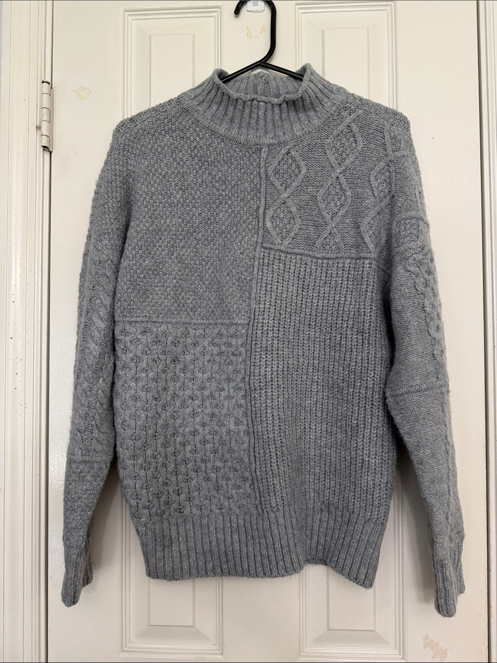 American Eagle Outfitters Gray Mixed-Knit Sweater